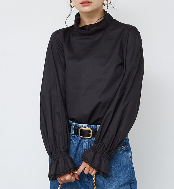 Rouge vif「レースハイネックブラウス」|シャツ・ブラウス|ブラック