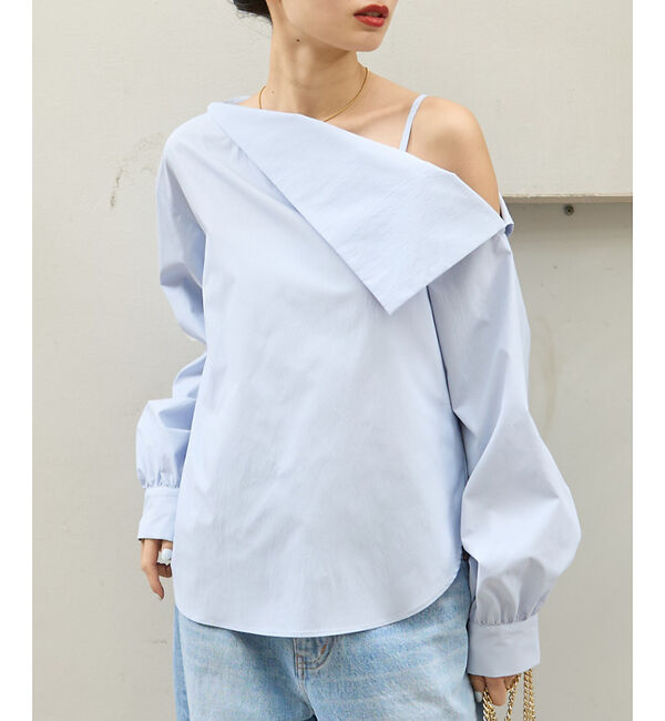 Rouge vif「【一部店舗限定】アシメオフショルブラウス」|シャツ・ブラウス|サックスブルー