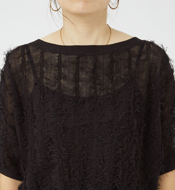 Rouge vif「シアーフリンジニット フレンチプルオーバー」|ニット・セーター|