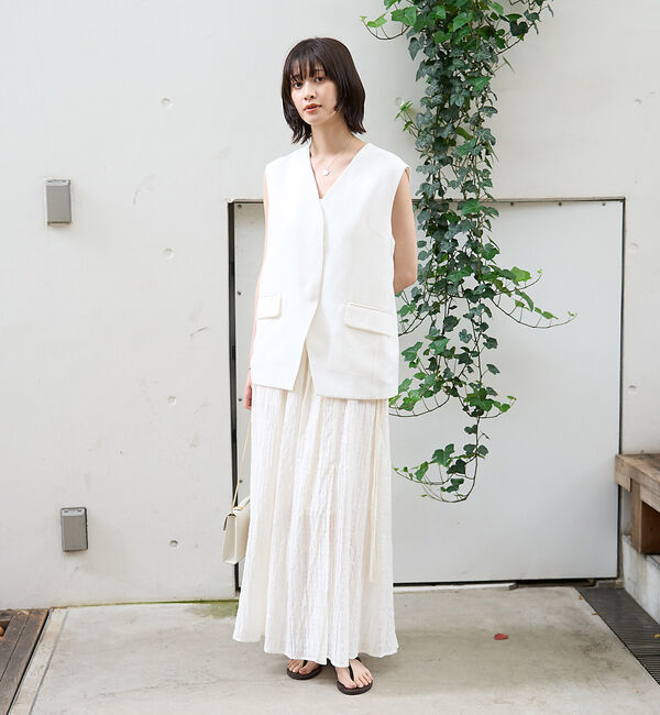 Rouge vif「リネン混サマーノーカラージレベスト」|シャツ・ブラウス|
