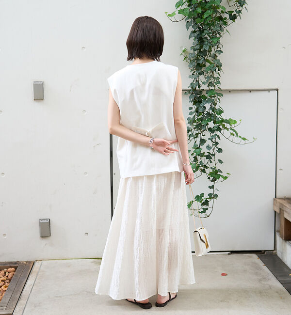 Rouge vif「リネン混サマーノーカラージレベスト」|シャツ・ブラウス|