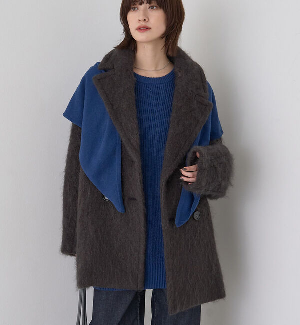 Rouge vif「シャギーピーコート」|ピーコート|チャコールグレー