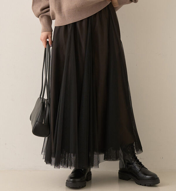 Rouge vif「【定番人気】【ロングセラー】チュールマチフレアスカート」|スカート|ブラック