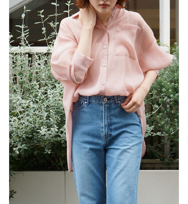 qualite「【大人シアーシャツ】バックスリットシアーシャツ」|シャツ・ブラウス|