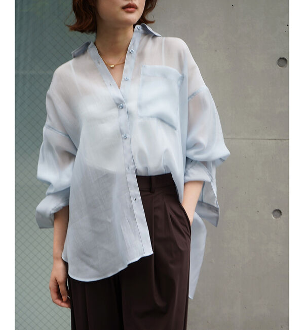 qualite「【大人シアーシャツ】バックスリットシアーシャツ」|シャツ・ブラウス|