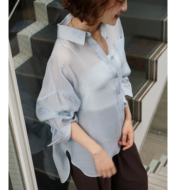 qualite「【大人シアーシャツ】バックスリットシアーシャツ」|シャツ・ブラウス|