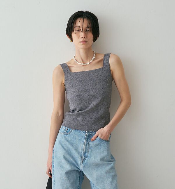 qualite「【接触冷感・セットアップ対応】レーヨンストレッチニットノースリーブ【予約】」|キャミソール|グレー系その他2