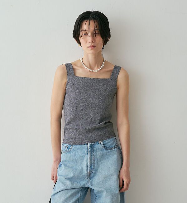 qualite「【接触冷感・セットアップ対応】レーヨンストレッチニットノースリーブ【予約】」|キャミソール|