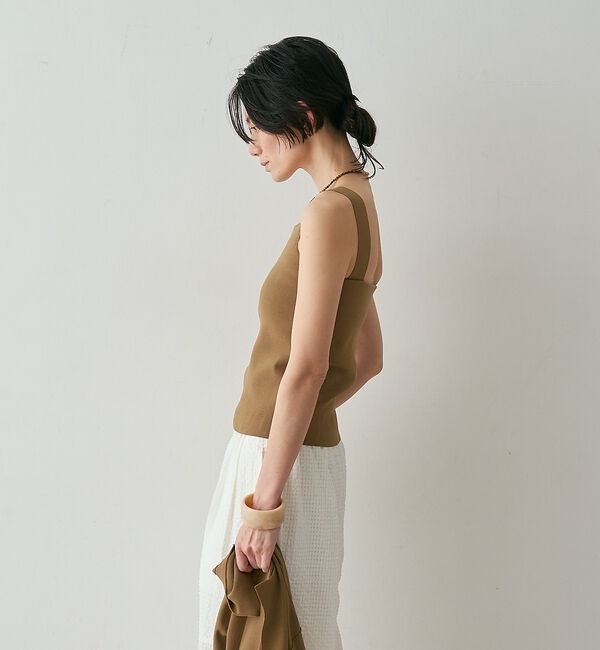 qualite「【接触冷感・セットアップ対応】レーヨンストレッチニットノースリーブ【予約】」|キャミソール|