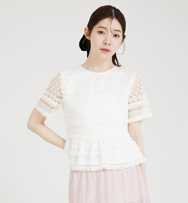 SELFIST「ケミカルレースペプラムブラウス」|シャツ・ブラウス|オフホワイト
