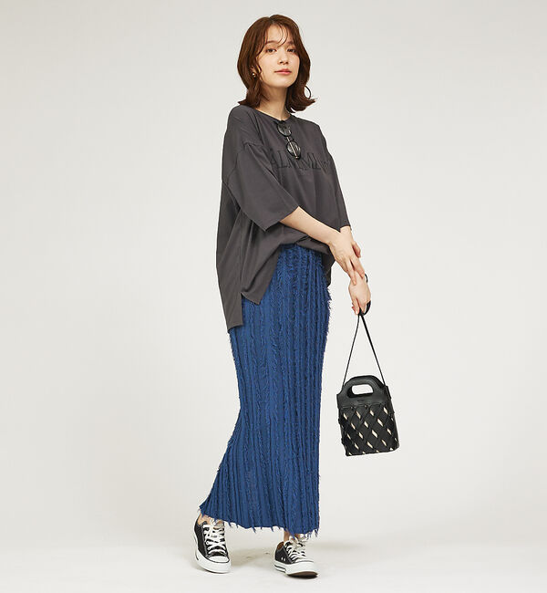 abahouse mavie「【WEB Domani掲載】【セットアップ対応】フリンジニットタイトスカート」|スカート|