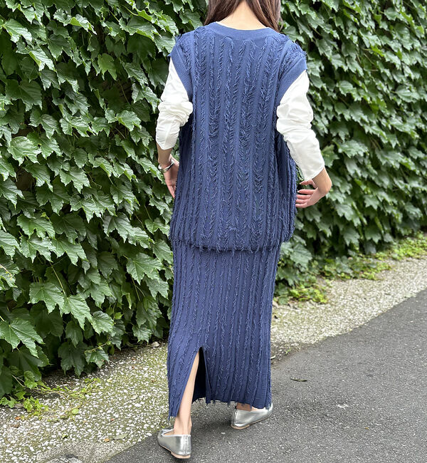 abahouse mavie「【WEB Domani掲載】【セットアップ対応】フリンジニットタイトスカート」|スカート|