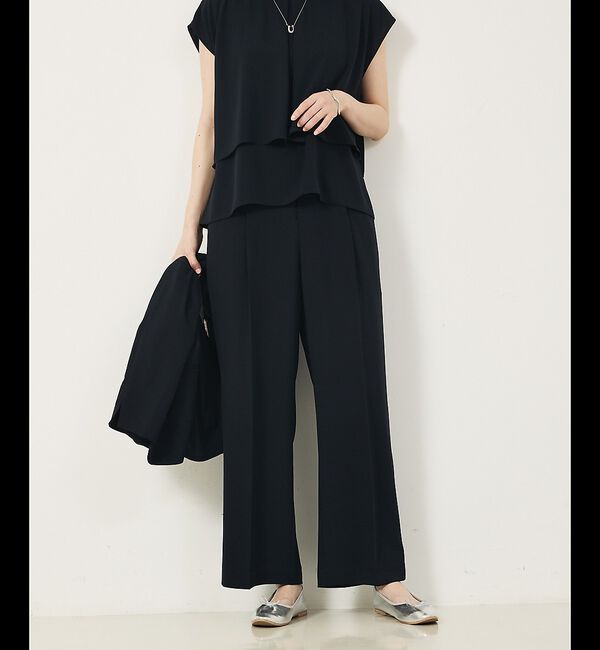 abahouse mavie「【エニデイカセット・サマー】ジョーゼットストレートパンツ」|その他|ダークネイビー