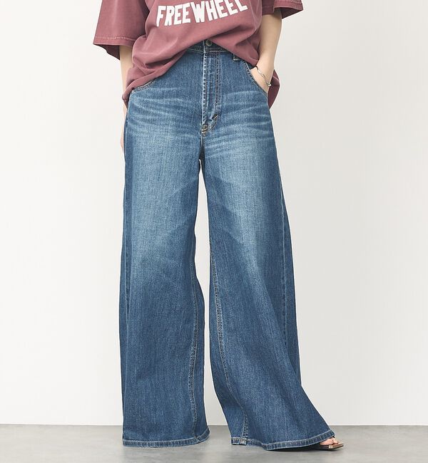 abahouse mavie「【SOMETHING】LISAスーパーワイドパンツ/デニム/シーズンレス」|デニム|ブルー