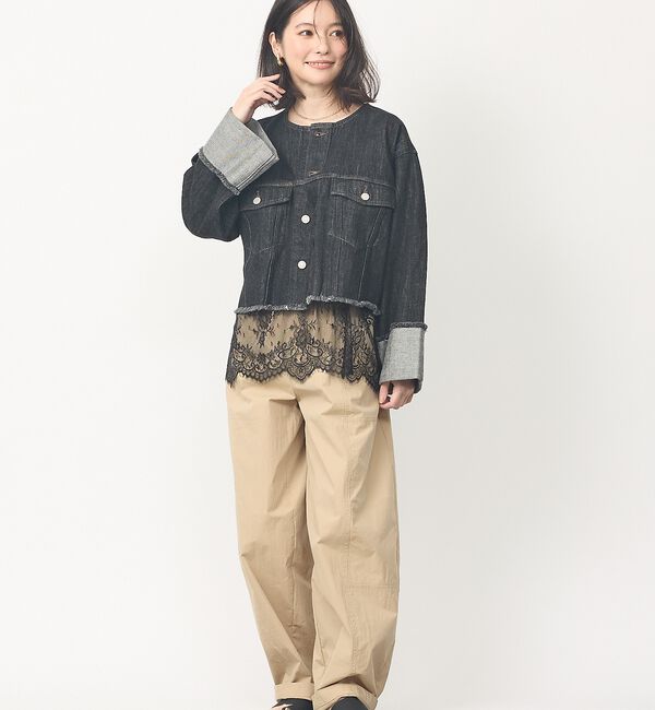 abahouse mavie「【EDWIN】ロールアップデニムジャケット/春服/Gジャン/ノーカラー/ショート」|その他|