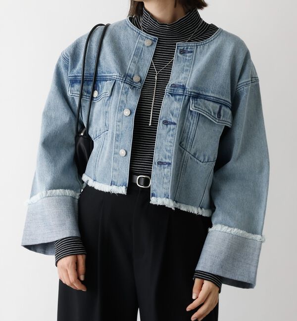 abahouse mavie「【EDWIN】ロールアップデニムジャケット/春服/Gジャン/ノーカラー/ショート」|その他|