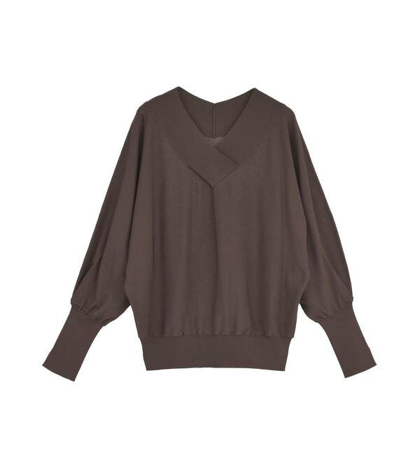 TIARA「ドルマンVネックニット」|ニット・セーター|ブラウン