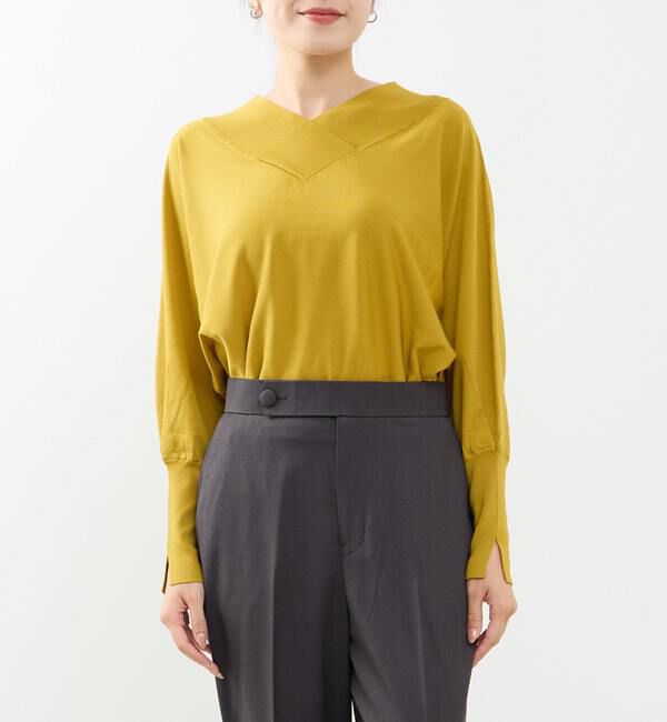 TIARA「ドルマンVネックニット」|ニット・セーター|イエロー