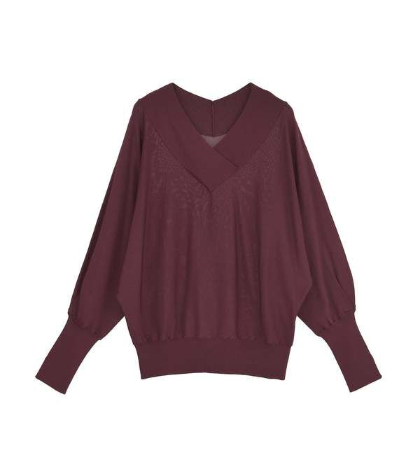 TIARA「ドルマンVネックニット」|ニット・セーター|ボルドー