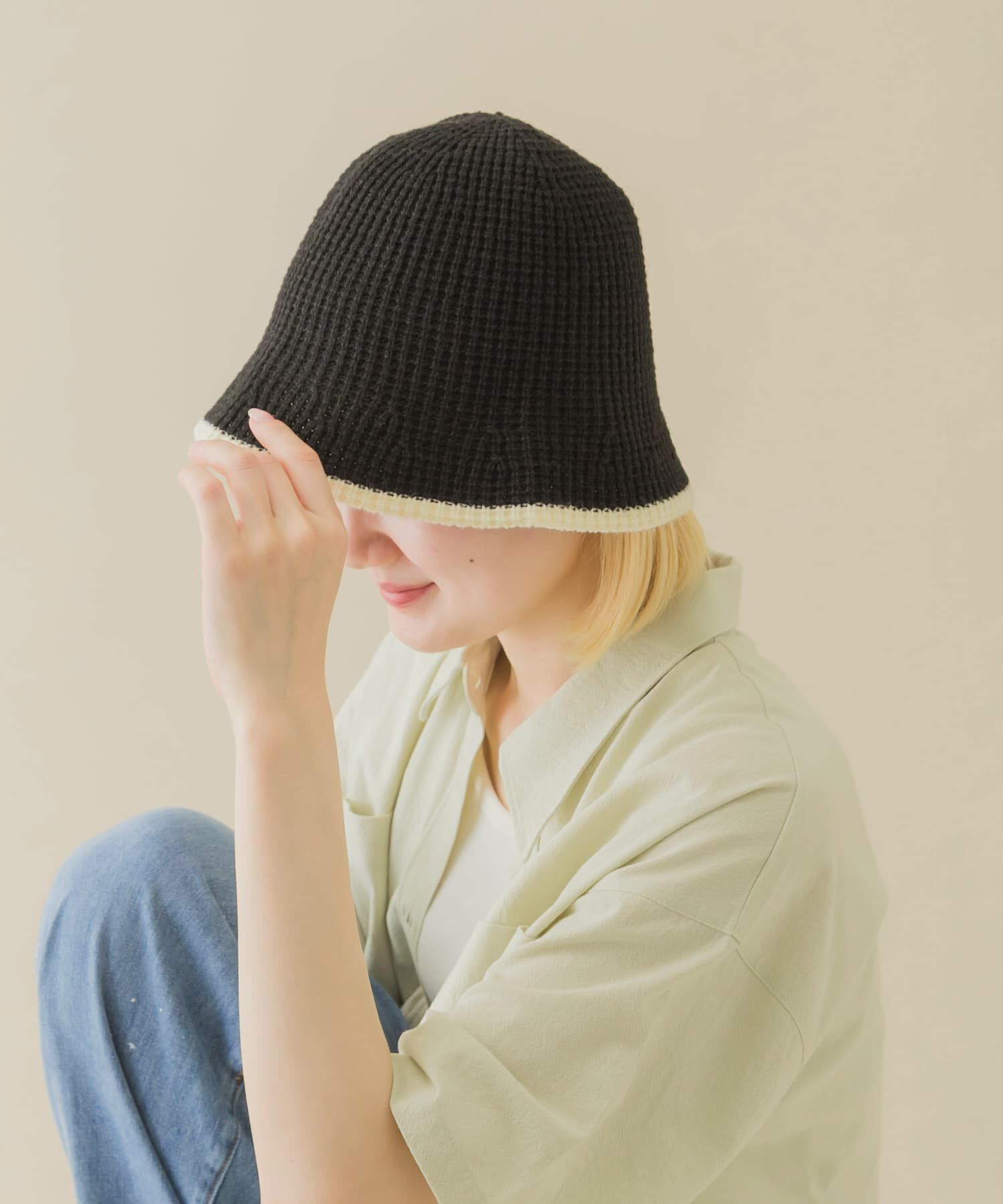 SMELLY「バイカラーラインハット」|ハット|ブラック