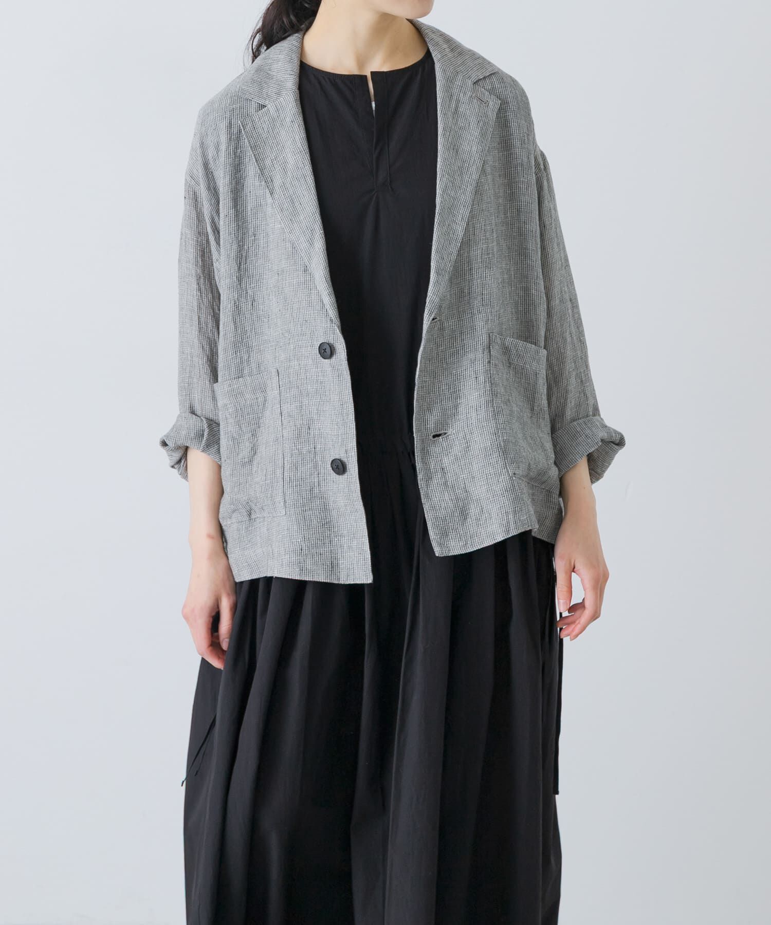 かぐれ「リネンテーラードジャケット」|その他|グレー