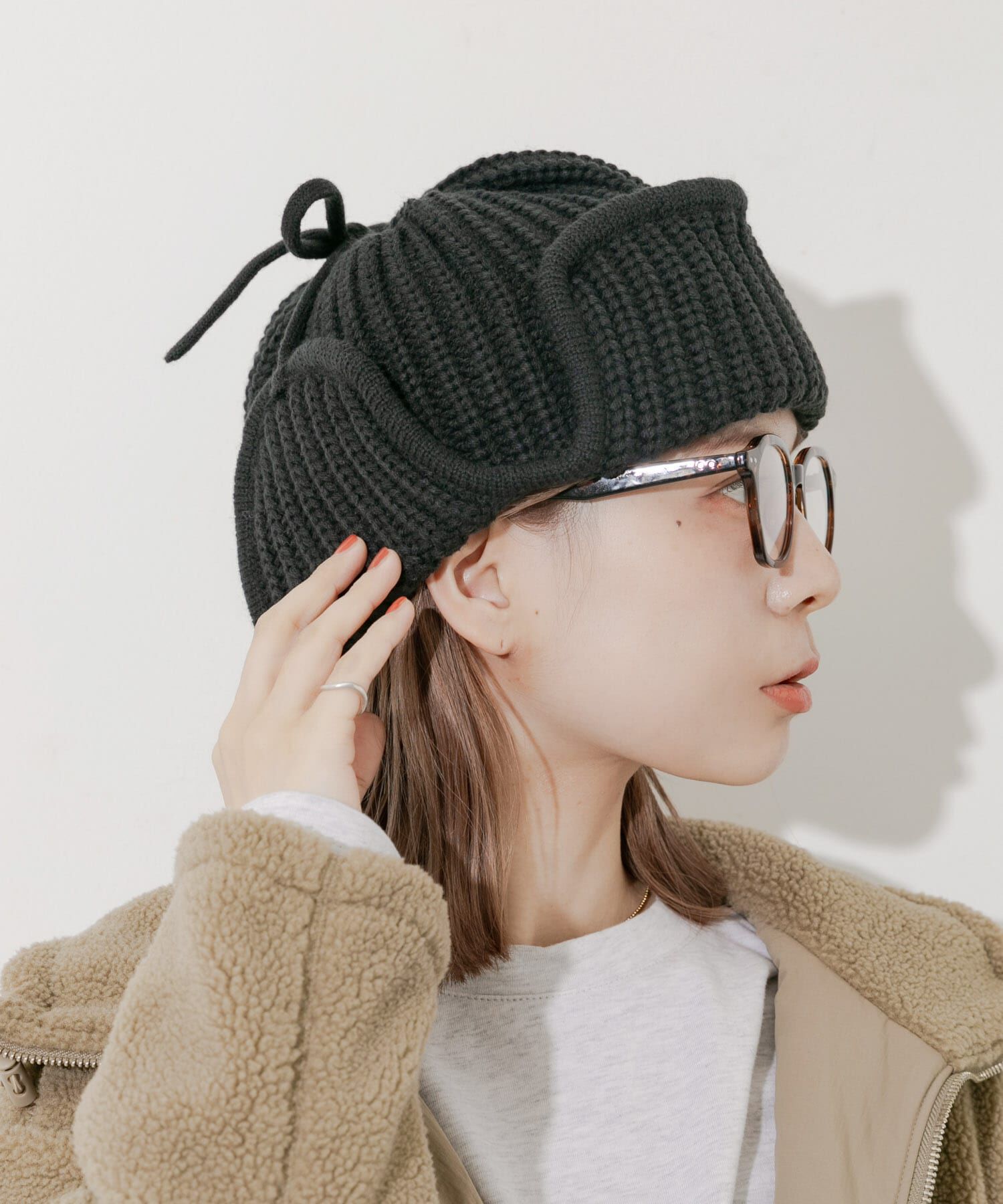 SMELLY「リブニットフライトキャップ」|ニット帽|