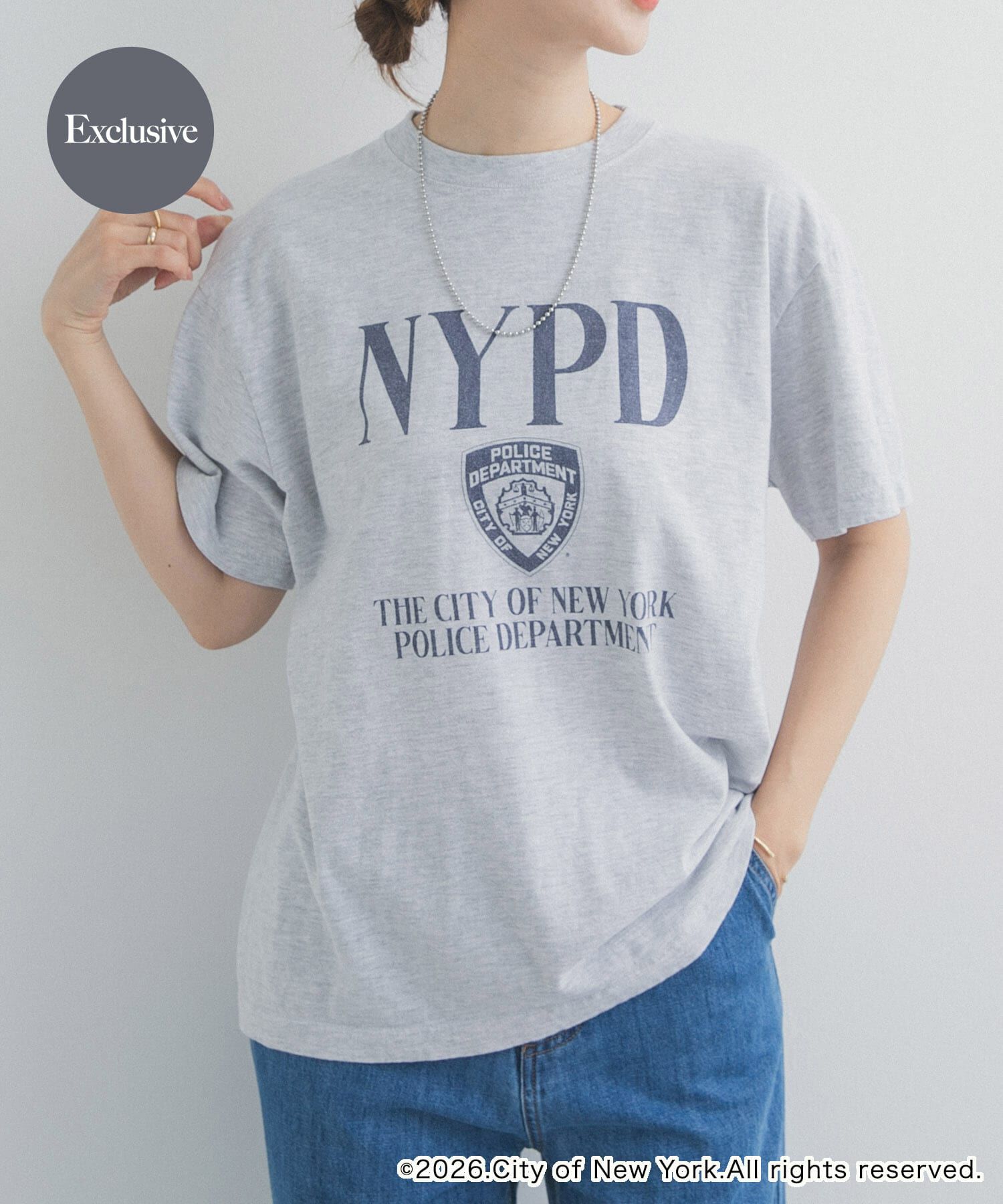 URBAN RESEARCH DOORS「『別注』GOOD ROCK SPEED&times;DOOS　NYC NYPD T-SHIRTS」|Tシャツ・カットソー|グレー系その他