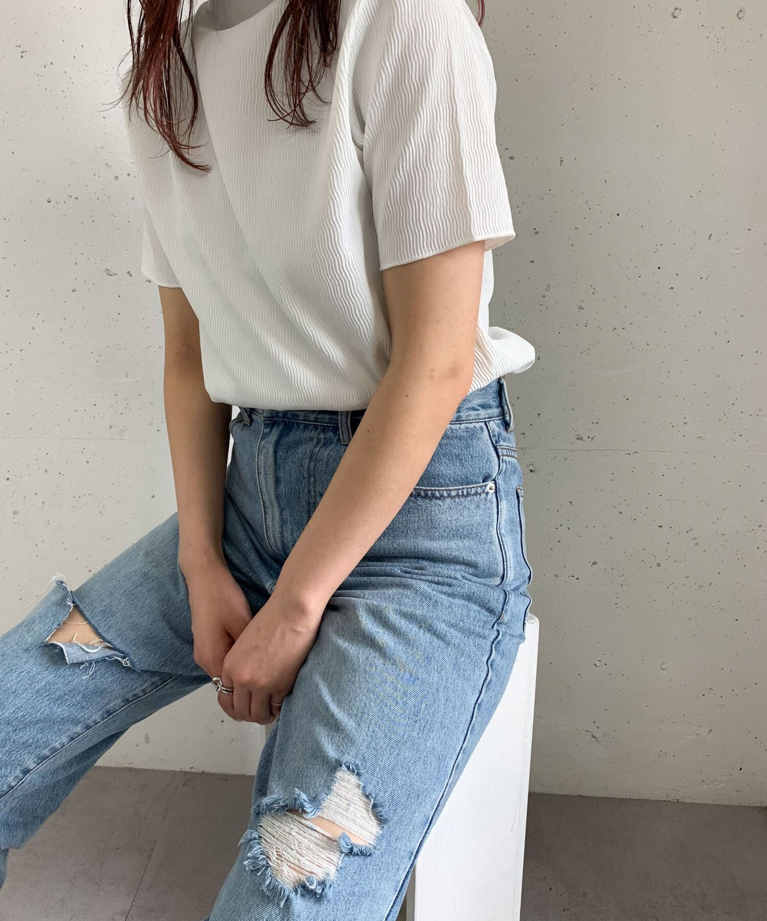  「リメイクダメージスリットデニム」|デニム|