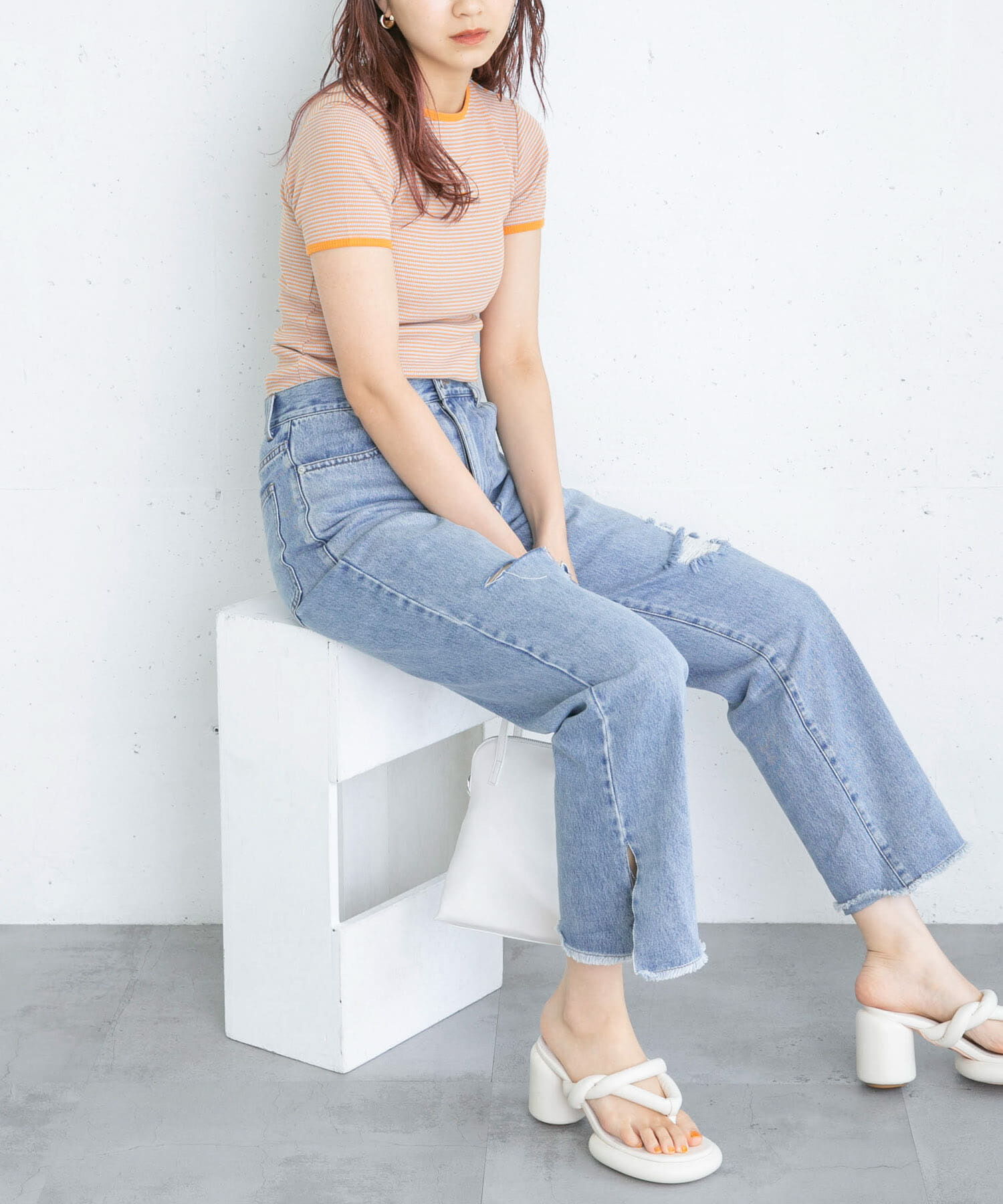  「リメイクダメージスリットデニム」|デニム|