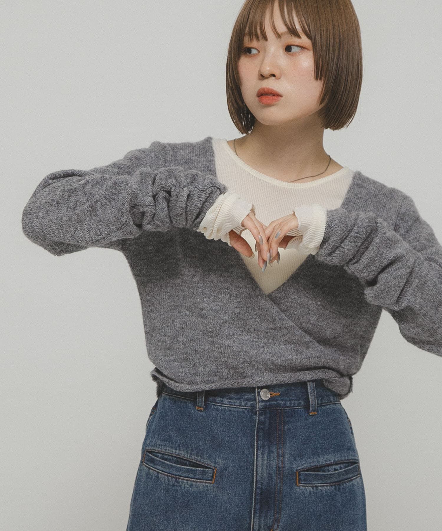  「シアーベロアシャーリングスリーブトップス」|Tシャツ・カットソー|