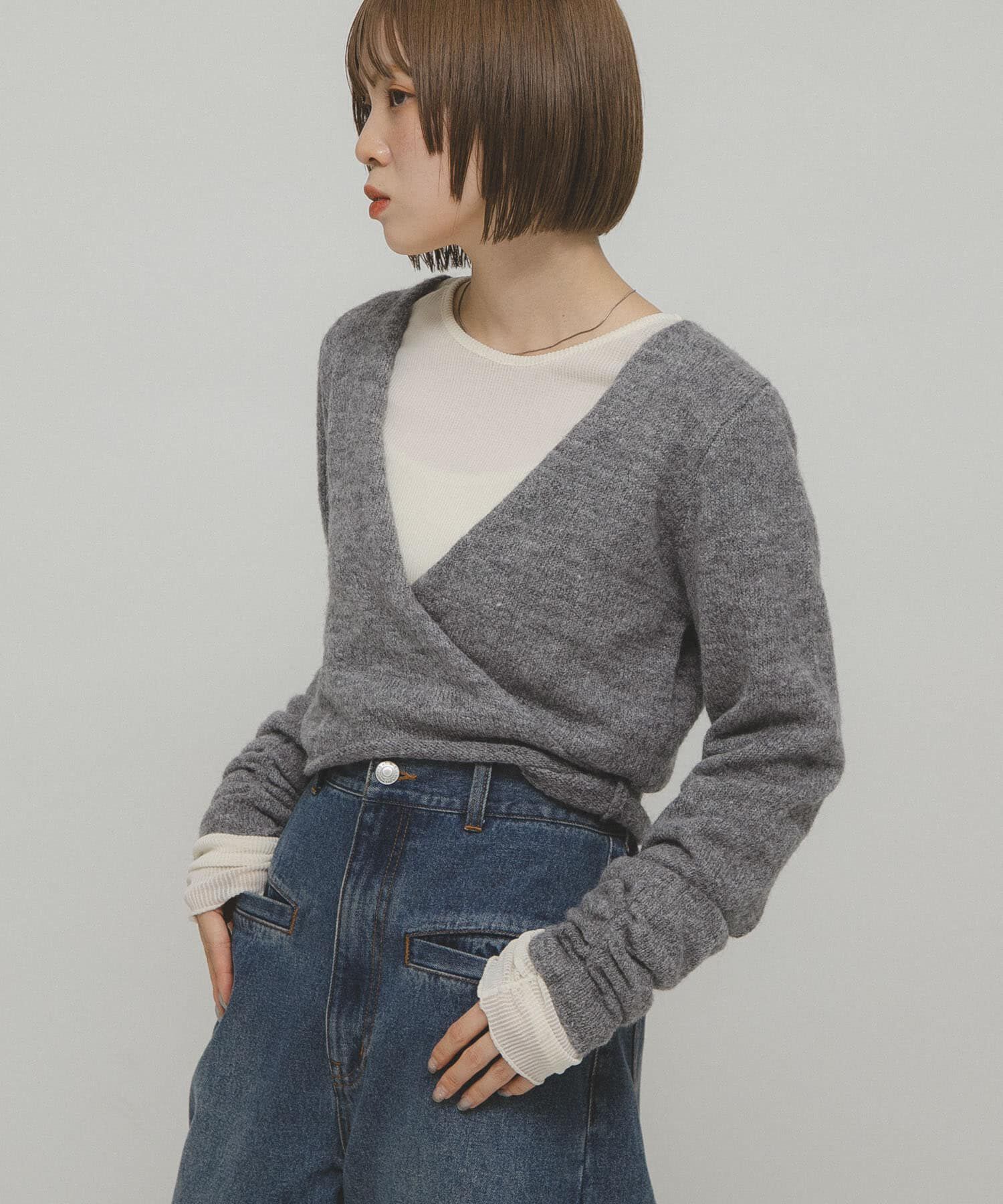  「シアーベロアシャーリングスリーブトップス」|Tシャツ・カットソー|