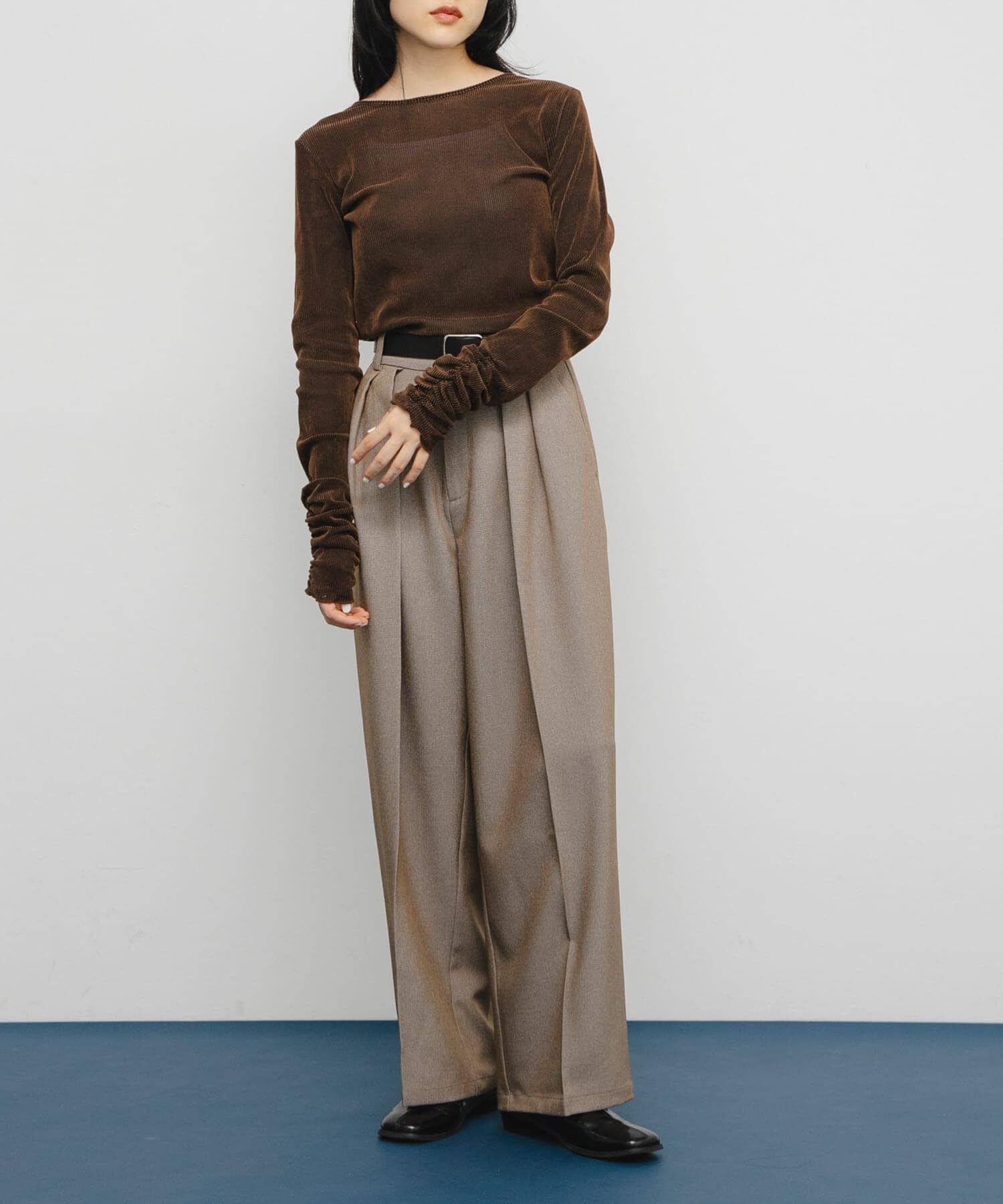  「シアーベロアシャーリングスリーブトップス」|Tシャツ・カットソー|