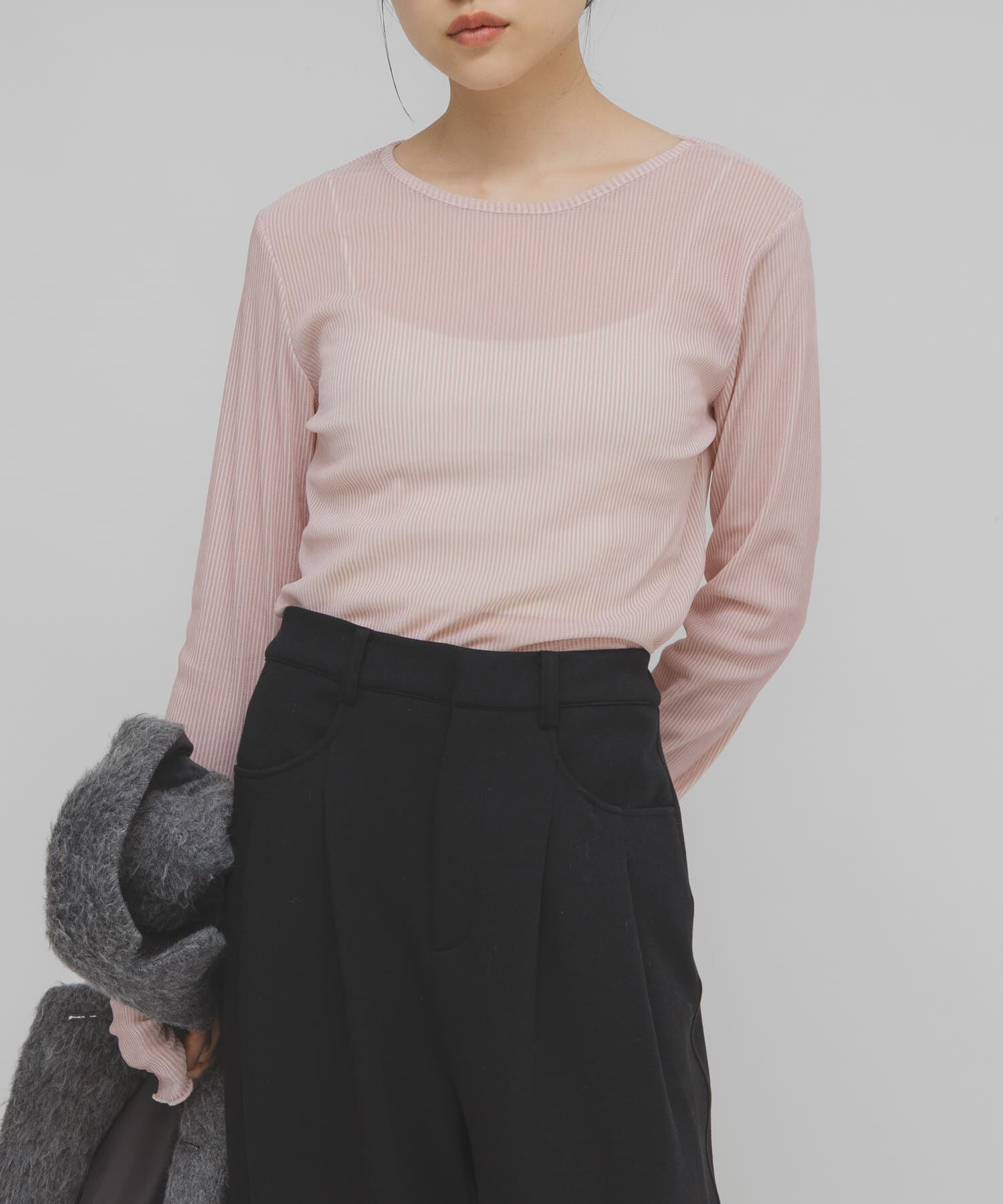  「シアーベロアシャーリングスリーブトップス」|Tシャツ・カットソー|