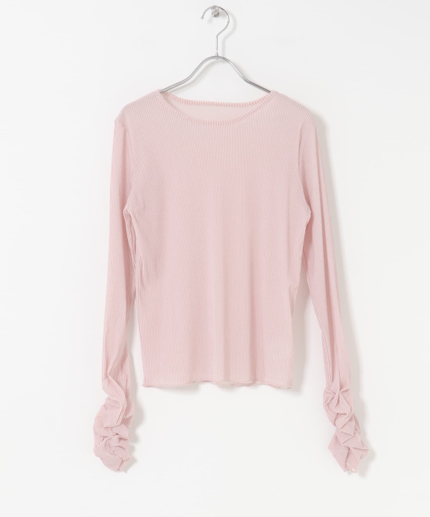  「シアーベロアシャーリングスリーブトップス」|Tシャツ・カットソー|