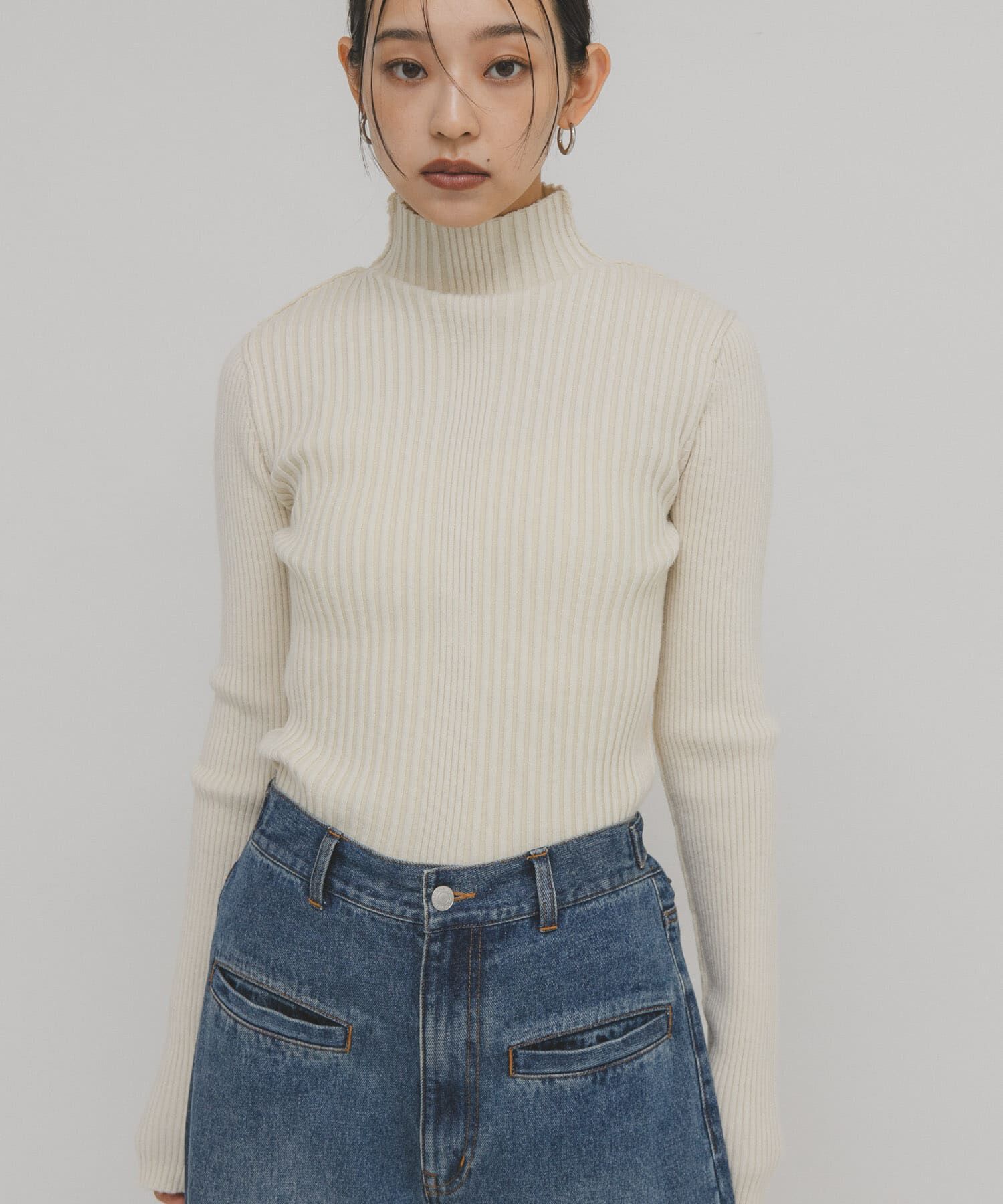  「illi　ランダムRIBハイネックニット」|ニット・セーター|