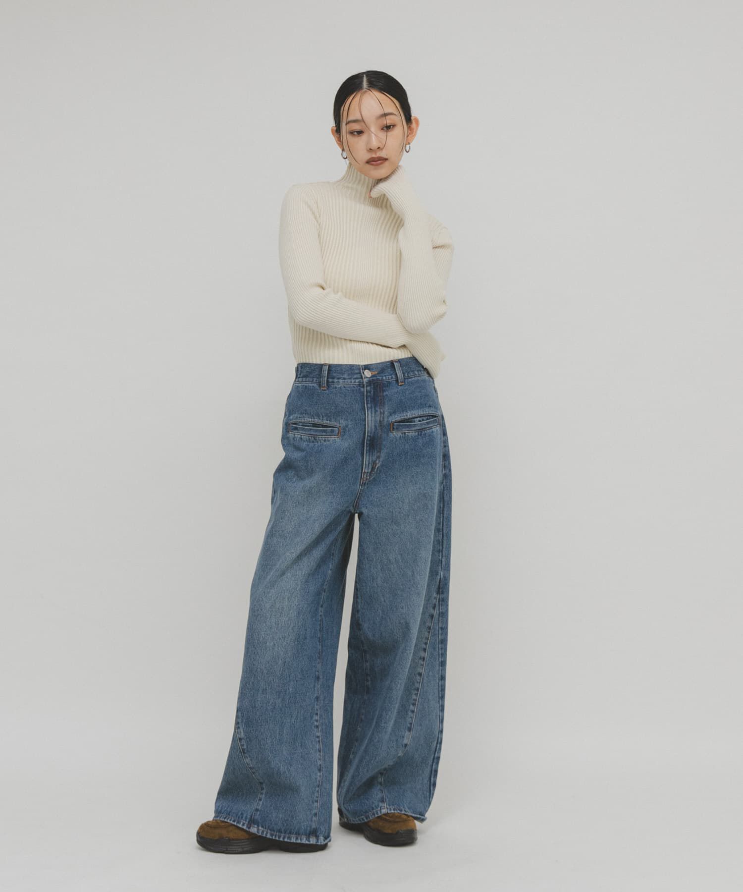  「illi　ランダムRIBハイネックニット」|ニット・セーター|