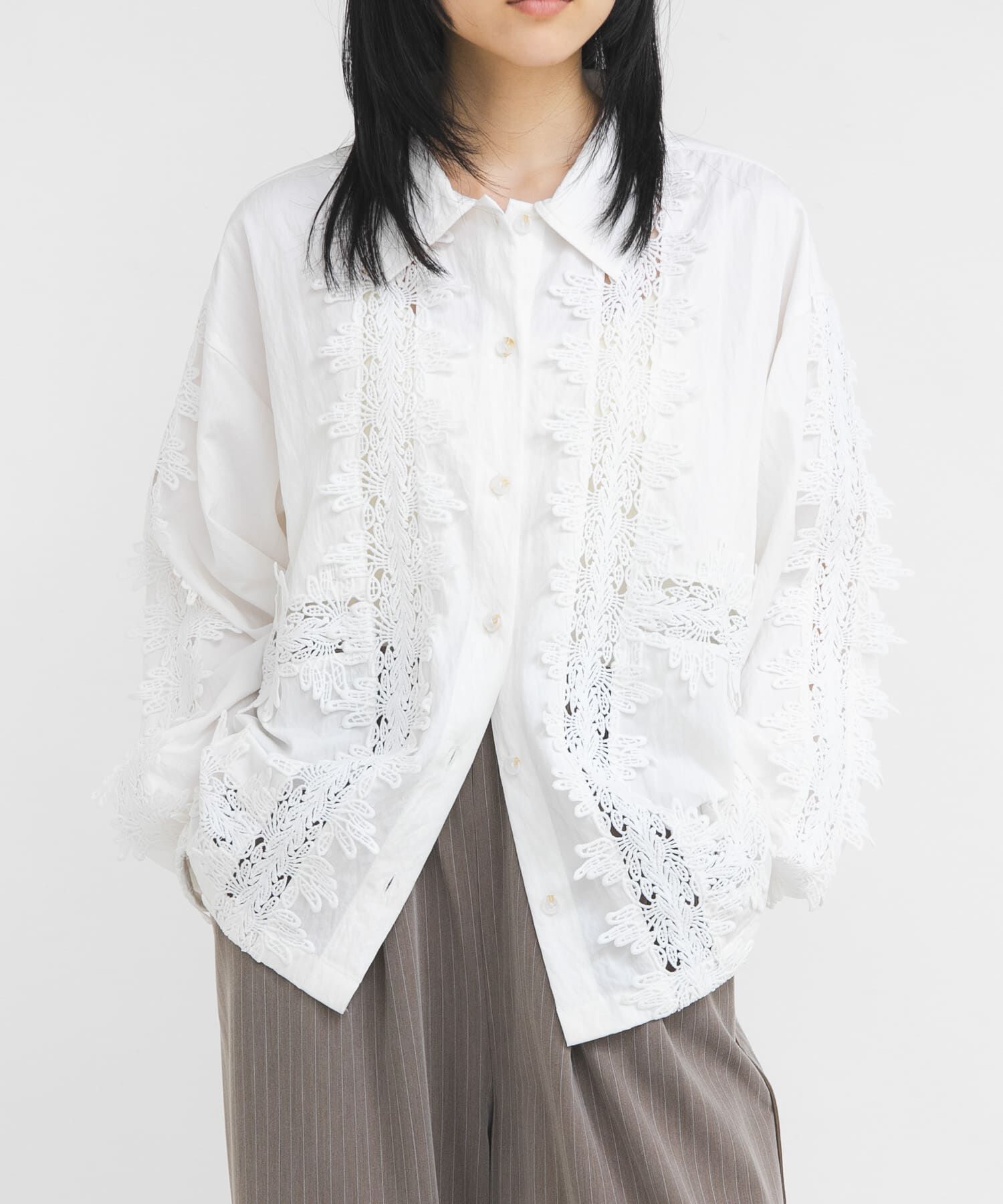  「ヴィンテージライクレースシャツ」|シャツ・ブラウス|