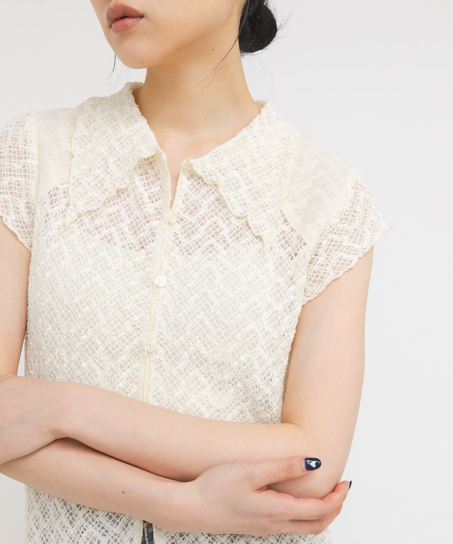  「フレンチスリーブレースシャツ」|シャツ・ブラウス|