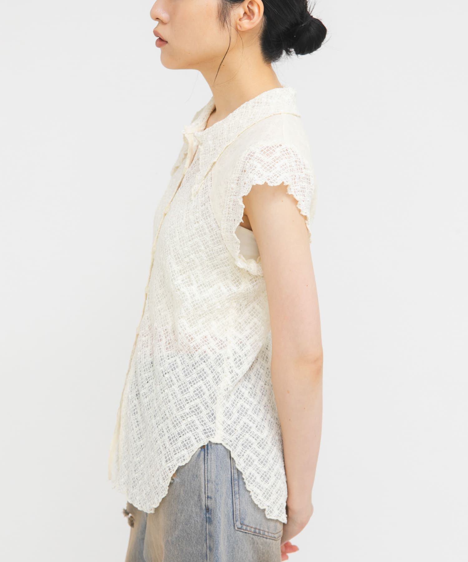  「フレンチスリーブレースシャツ」|シャツ・ブラウス|