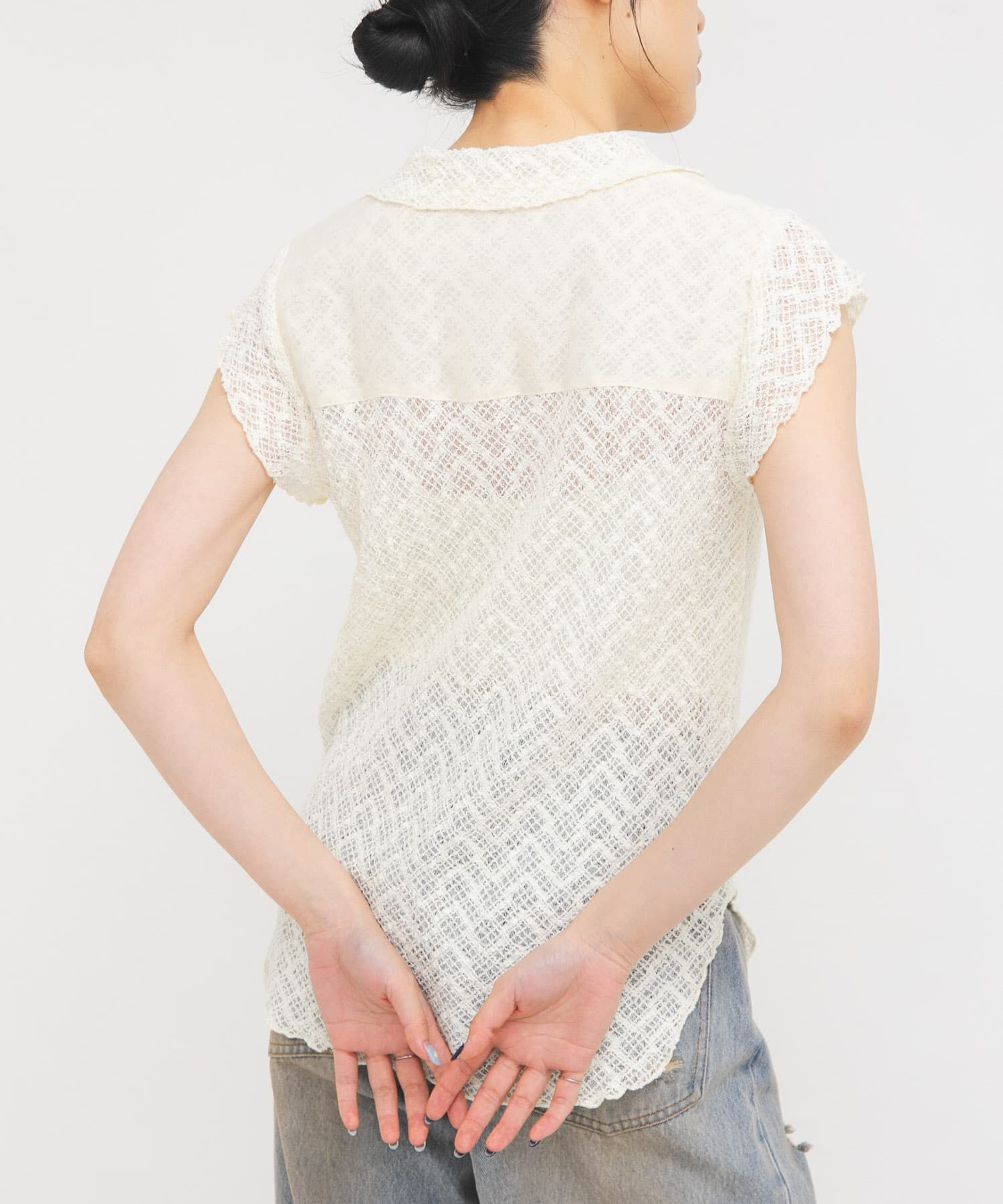  「フレンチスリーブレースシャツ」|シャツ・ブラウス|