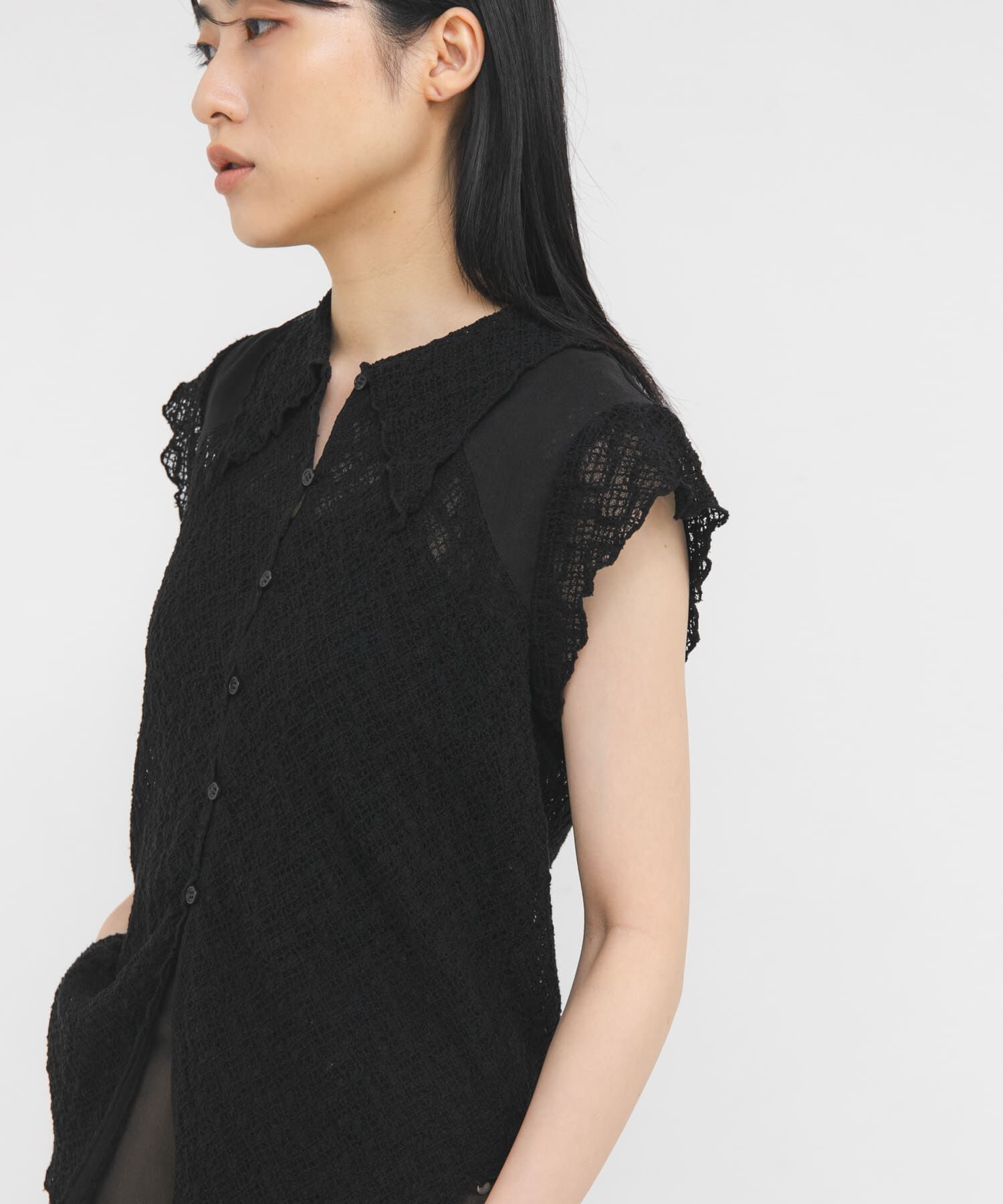  「フレンチスリーブレースシャツ」|シャツ・ブラウス|