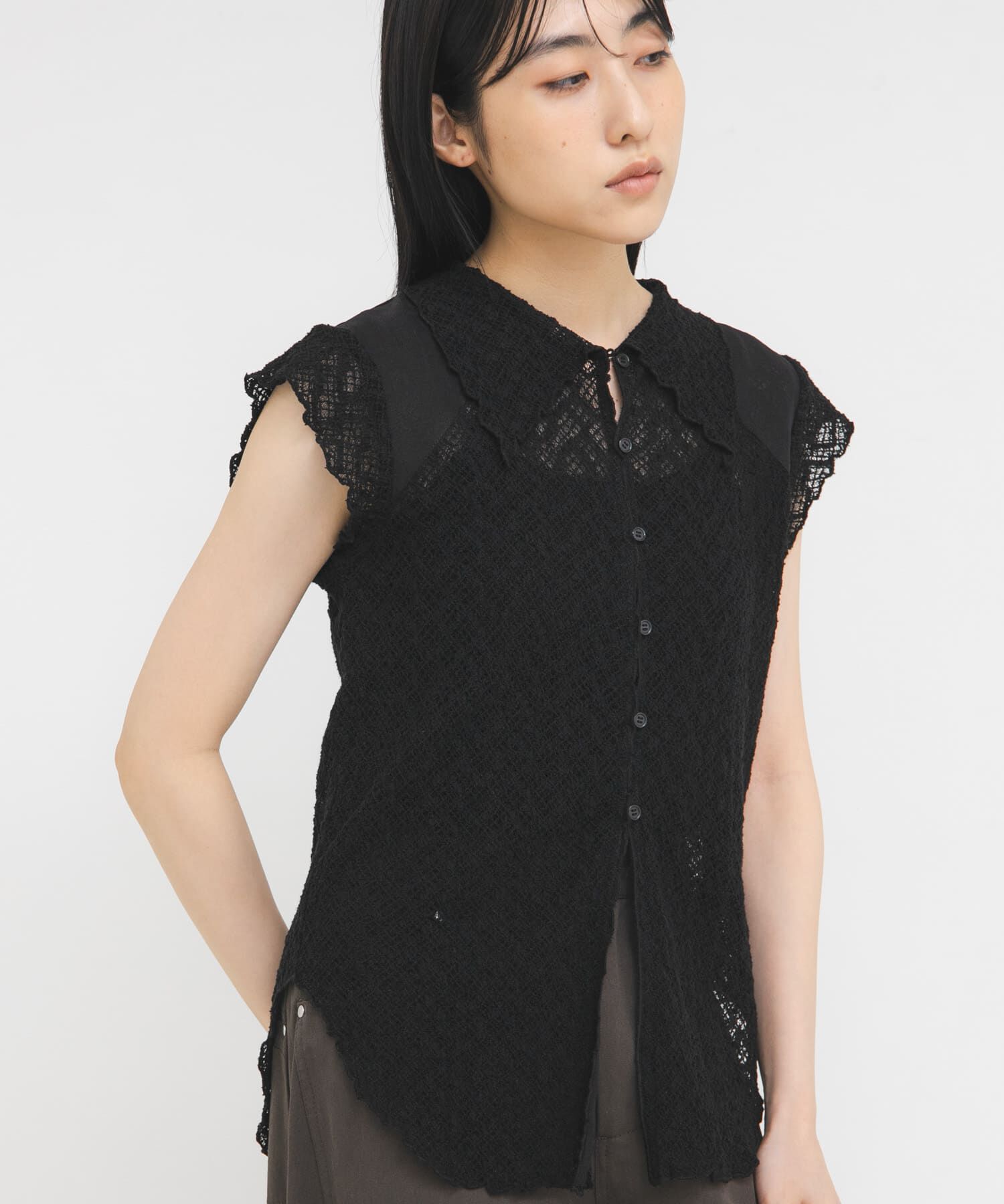  「フレンチスリーブレースシャツ」|シャツ・ブラウス|