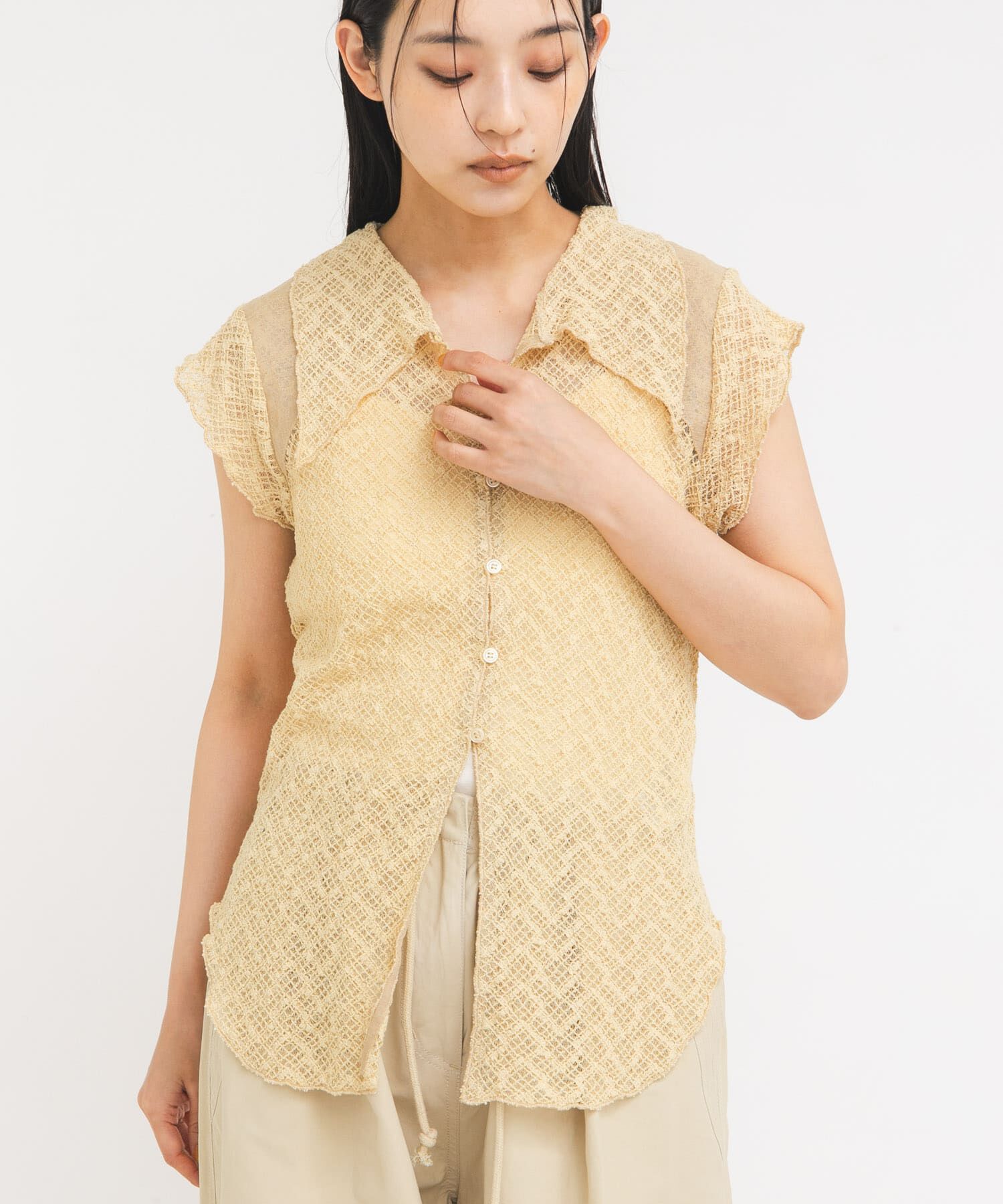  「フレンチスリーブレースシャツ」|シャツ・ブラウス|