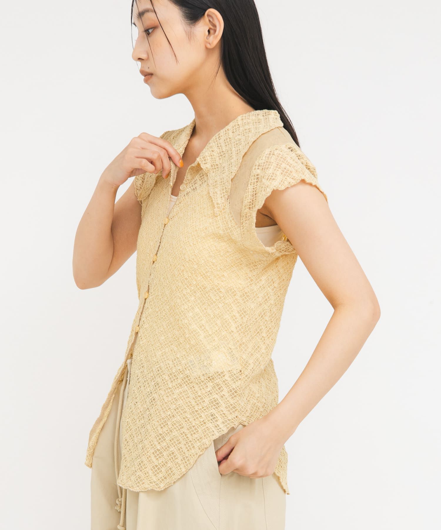  「フレンチスリーブレースシャツ」|シャツ・ブラウス|