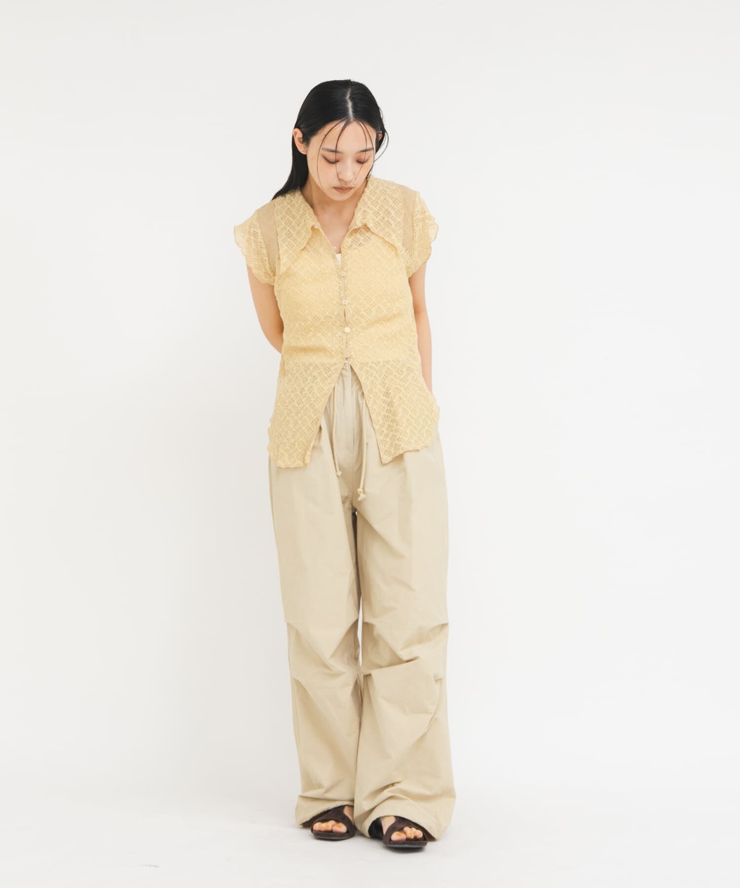  「フレンチスリーブレースシャツ」|シャツ・ブラウス|