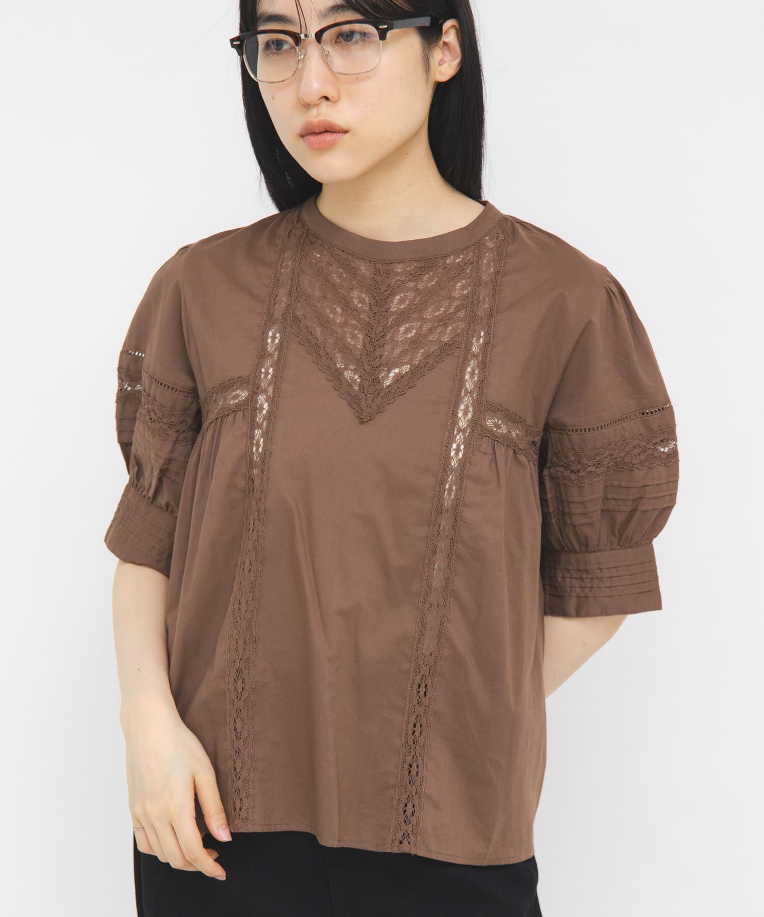  「MIXレースディティールブラウス」|シャツ・ブラウス|
