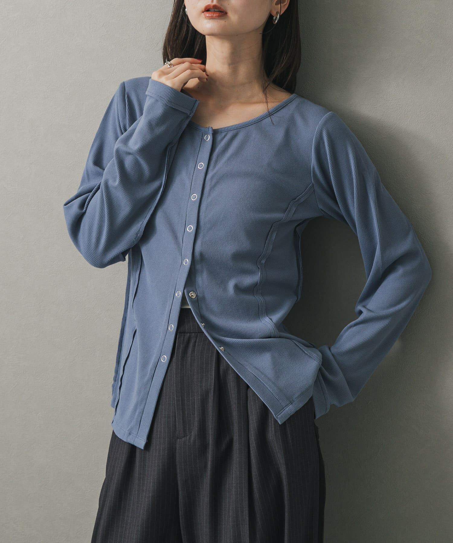 SENSE OF PLACE by URBAN RESEARCH「パネルリブカットカーディガン」|カーディガン|ライトブルー