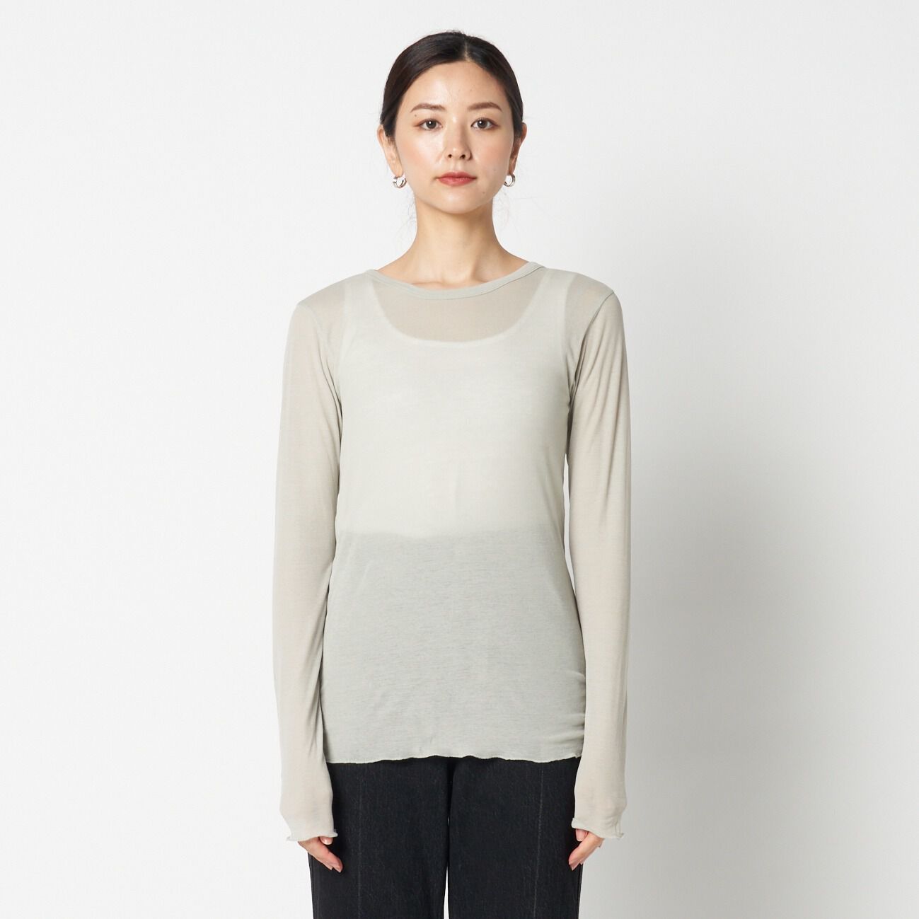 HELIOPOLE「HELIOPOLE 【smooth skin series】SHEER RIB JERSEY CREW」|Tシャツ・カットソー|