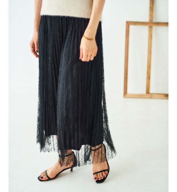 le.coeur blanc「《手洗い可能》レースプリーツロングスカート」|スカート|