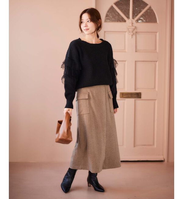 le.coeur blanc「《手洗い可能》カーゴポケットラップライクスカート」|スカート|